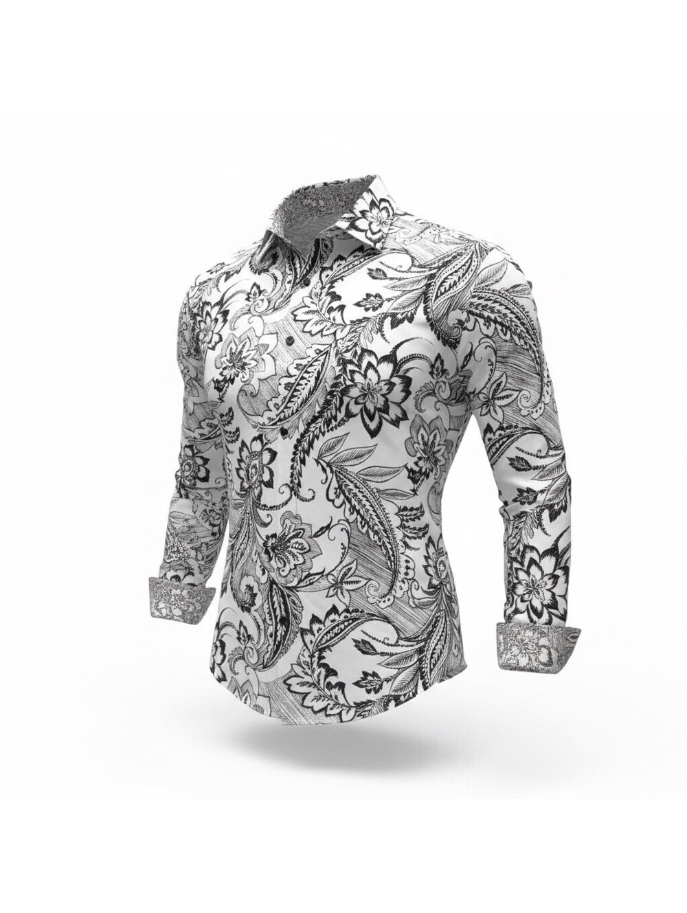 Robert Graham Classic 2XL Black White Paisley Long Sleeve Button-Up Shirt